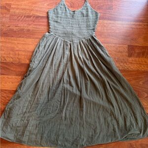 Aerie Olive Green AT THE BARRE MIDI DRESS